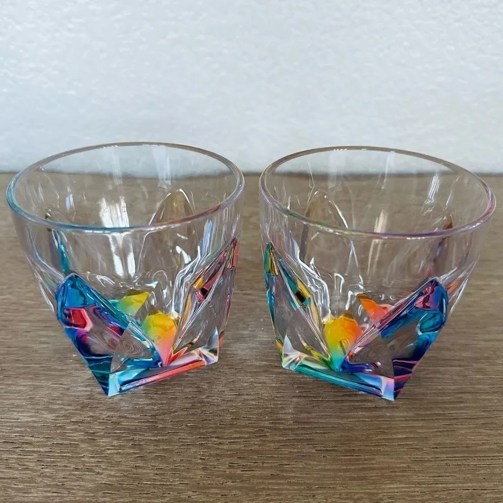 Prismatic Rainbow Drinking Glasses Cups Set